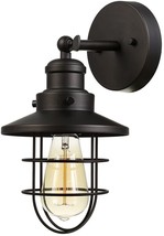 Industrial Wall Light Fixture Sconce Farmhouse Nautical Retro Bronze Metal Cage - £42.16 GBP