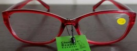 CHEETAH EYEWEAR ~ +1.00 ~ Cat Eye Shape Reading Glasses ~ Red Acrylic Frame - $20.00