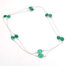 Green Onyx Gemstone Handmade Fashion Ethnic Gifted Necklace Jewelry 36&quot; SA 6089 - £6.22 GBP