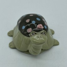 Ceramic Turtle Figurine Rose Blue Pink Polka Dots Statue Glazed Tortoise... - $18.00