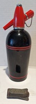 Vintage SPARKLETS Seltzer Bottle Siphon Black Red art deco with lid glas... - $33.62