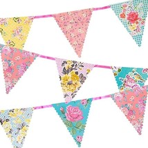 Cute Floral Paper Bunting For Birthday Easy to install Multicolor 13ft - £11.07 GBP