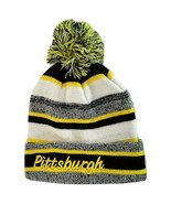 Pittsburgh 4-Color Embroidered Adult Size Winter Knit Pom Beanie Hat Gol... - £11.95 GBP