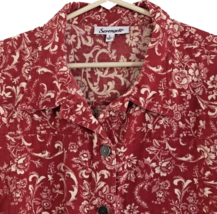 Western Red Bandana Print Shacket Shirt Sz. Large Cotton Pockets Rivet Buttons - £17.57 GBP