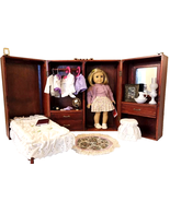 American Girl Kitt Kittredge w Custom Boudoir Wood Case - Bedding Clothe... - £311.57 GBP