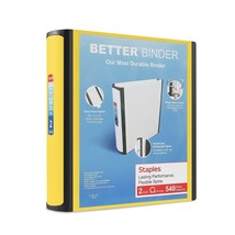 Staples 2&quot; 3-Ring Better Binder Yellow 2/Pack ST55880-CCVS - £29.08 GBP
