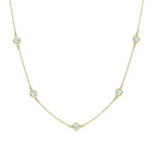 2 Ct Round Cut Lab-Created Diamond 14K Yellow Gold Plated Women&#39;s Yard Necklace - £105.56 GBP