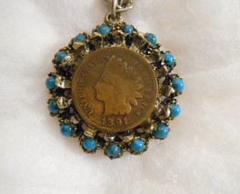 Vintage 1891 Penny Coin Silver Toned Pendant - £15.65 GBP