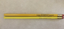 Pair 2 Vintage 70s 80s Fredericksburg Virginia Exxon Humble Oil Yellow Pencils - £15.68 GBP
