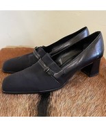 SESTO MEUCCI Black Leather Square Toe Low Heel Dress Shoes Size 10.5N Italy - $51.15