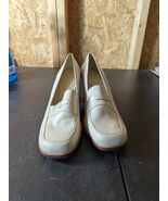 ANTONIO MELANI cream  LEATHER BLOCK HEEL LOAFERS Womens 9 Beige Pretty G... - €21,69 EUR