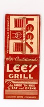 Diamond Matchbook Lee&#39;s Grill Montgomery Alabama AL Buy Bonds Vintage Ma... - $14.01