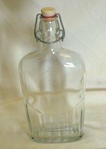 Clear Glass Whiskey Flask Bottle Wire Swing Top L - £19.45 GBP