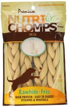 Pork Chomps Premium Nutri Chomps Milk Flavor Braid Dog Chews Small - 4 count - £9.12 GBP