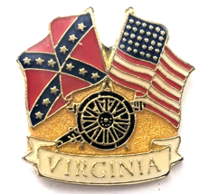 VTG Virginia Pin Cannon US Flag Crossed Flags Civil War Historical Theme... - $9.99