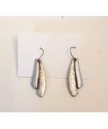 Dangle Pierced Earrings NICKEL FREE Nice Matte Silver Tone French Hook W... - $281.21 MXN