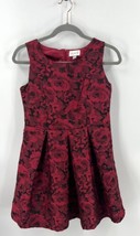 The Childrens Place Fit Flare Dress Girls Size 16 Red Black Floral Holiday - $23.76