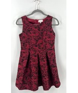 The Childrens Place Fit Flare Dress Girls Size 16 Red Black Floral Holiday - $451.60 MXN