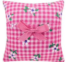 Tooth Fairy Pillow, Pink, Flower &amp; Check Print Fabric, Pink Bow Trim for... - $4.95