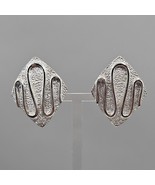 Vintage Sarah Coventry Earrings Clip On Silver Tone Textured Squiggle - €17,35 EUR