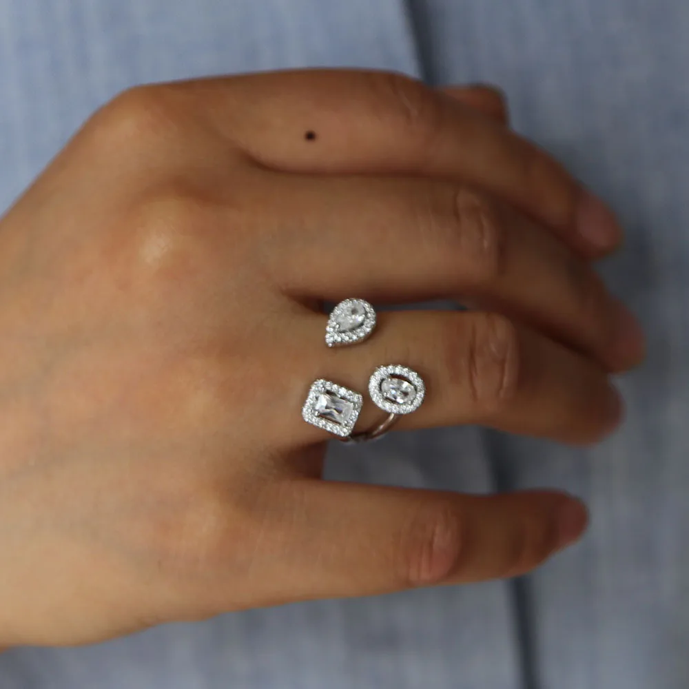 Fashion Rings Show Elegant Shiny cubic zirconia CZ OPEN finger Jewelry Womens Gi - $14.97