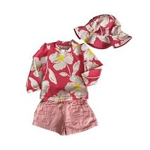 Garanimals Pink Shorts, Simple Joys Floral Long Sleeve Top &amp; Hat Size 6-9M - £18.50 GBP