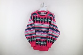 Vintage 90s Coogi Style Womens Medium Ed Bassmaster Rainbow Fiesta Knit Sweater - £47.44 GBP