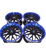 New DDR R6 18x8 5x114.3 35mm Offset Black Blue Lip Wheels Rims (Set of 4) - $849.00