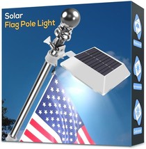 Solar Flag Pole Light Bright White 6000k Flagpole Light Upgrade Solar Powered fo - £32.11 GBP