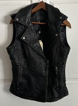 Sophie Max Women&#39;s Black Vegan Faux Leather Biker Punk Rock Vest Size M NWT - £22.34 GBP