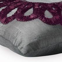 Ribbon Flower 16&quot;x16&quot; Art Silk Gray Accent Pillows, Gray Vine Blooms - £24.31 GBP+