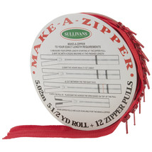 Sullivans Make-A-Zipper Kit 5.5yd-Red - £13.24 GBP