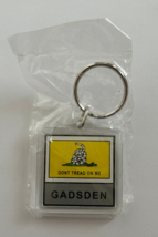 Gadsen Flag Military Key Chain 2 Sided 1 1/2&quot; Plastic Key Ring - £3.90 GBP