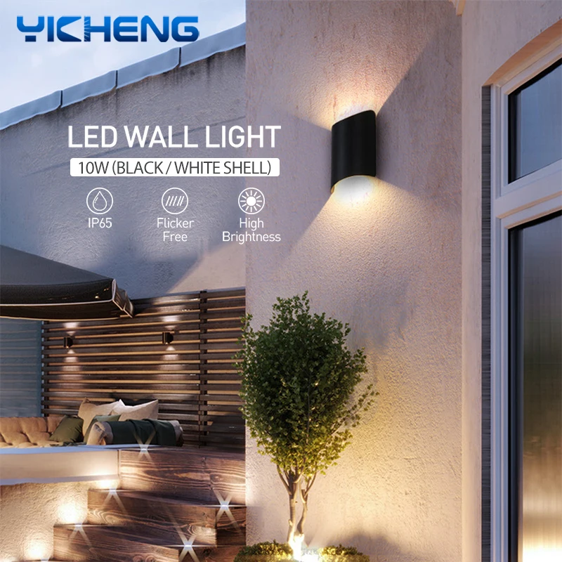 LED Wall Lamp 10W IP65 Outdoor Waterproof Garden Light Aluminum Modern Nordic - £37.69 GBP