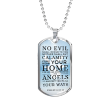 Guardian Angel Protects Always Necklace Stainless Steel or 18k Gold Dog Tag 24&quot; - £38.04 GBP+