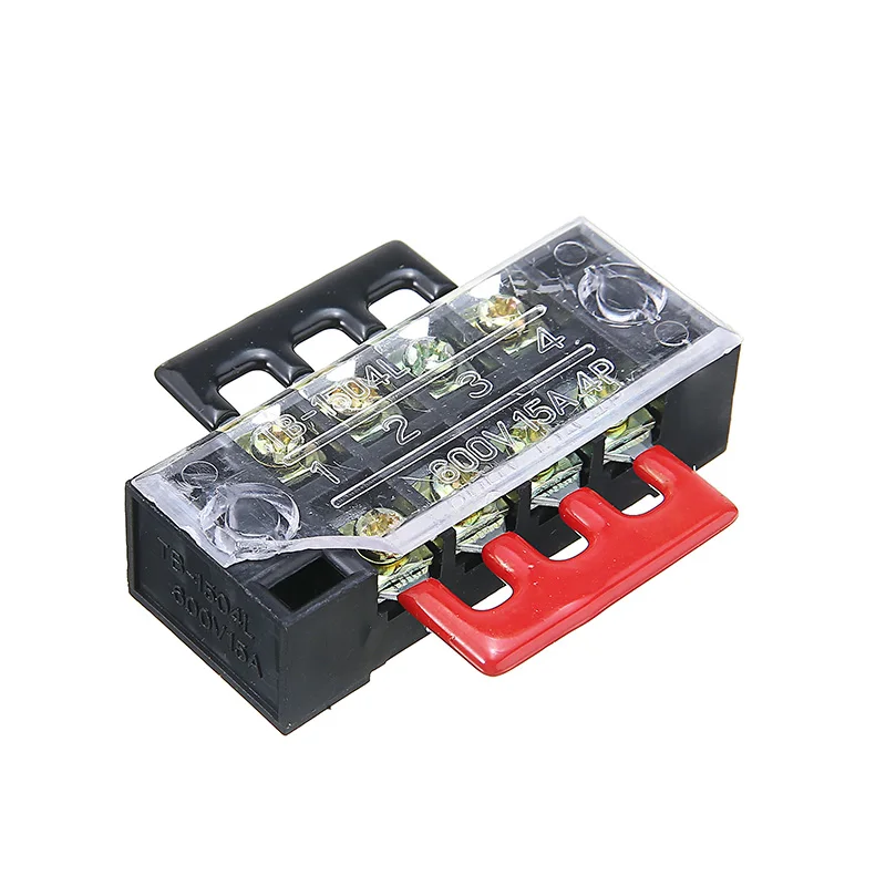 600V 15A 4P Double Row Wire Barrier Terminal Block With 2 Connector Stri... - £10.13 GBP