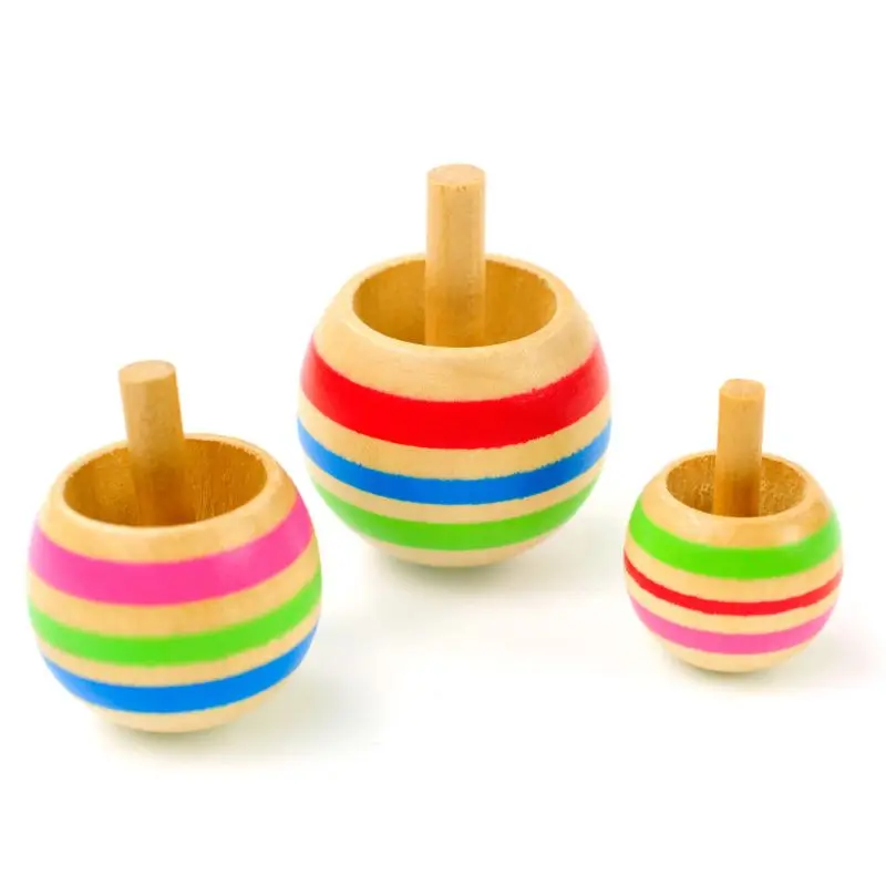 3pcs Wood Flip Over Top Tippie Top Spinning Top Magic Toy Kids Toys Boys Favor - £7.63 GBP