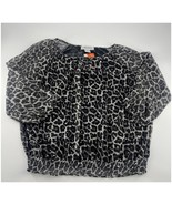 Cathy Daniels Shirt Women Medium Animal Print Black Gray Sequin Sheer Ca... - $12.47