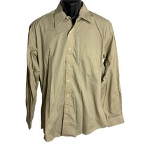 Pierre Cardin Button Down Shirt 16 34/35 Beige Tan Long Sleeve Chest Pocket - £17.44 GBP