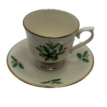 Lenox Holiday Demitasse Cup And Saucer, Presidential Shape - $25.00