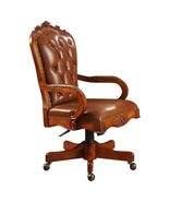 Classic Solid Wood Leather Office Chair, Executive Swivel Computer Desk ... - $24,011.57 MXN