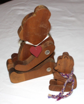 2 Vintage 1980s Hand Crafted Teddy Bears Large Jointed 8&quot; Tall Sitting &amp; Smaller - £11.79 GBP