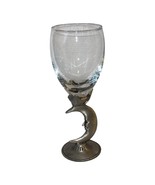 Wine Glass Fantasy Crescent Moon Stars Pewter Stem Water Goblet Rare - $41.58