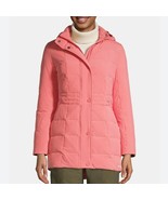 LANDS&#39; END Salmon Pink Hooded Down Mid Length Puffer Coat Size Medium (1... - $57.09