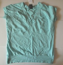 Voice Women&#39;s Aqua Blue Cap Sleeve V-Neck T-shirt size XL, cotton blend - $7.91