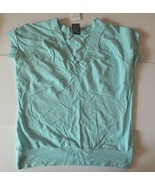 Voice Women&#39;s Aqua Blue Cap Sleeve V-Neck T-shirt size XL, cotton blend - $7.91