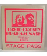 DAVID CROSBY &amp; GRAHAM NASH - VINTAGE ORIGINAL CONCERT CLOTH  BACKSTAGE P... - $20.00