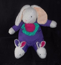 16&quot; Big Vintage White Nylon Bunny W/ Rabbit Slippers Stuffed Animal Plush Toy - £29.70 GBP