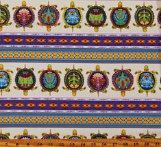 Cotton Tuscan Aztec Tribal Turtles Stripes Cream Fabric Print by Yard D780.16 - £10.14 GBP