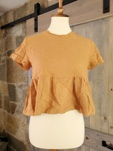 L.A. Hearts Pacsu Short Sleeve Brown Halter Top Linen/Rayon Size S - $24.95